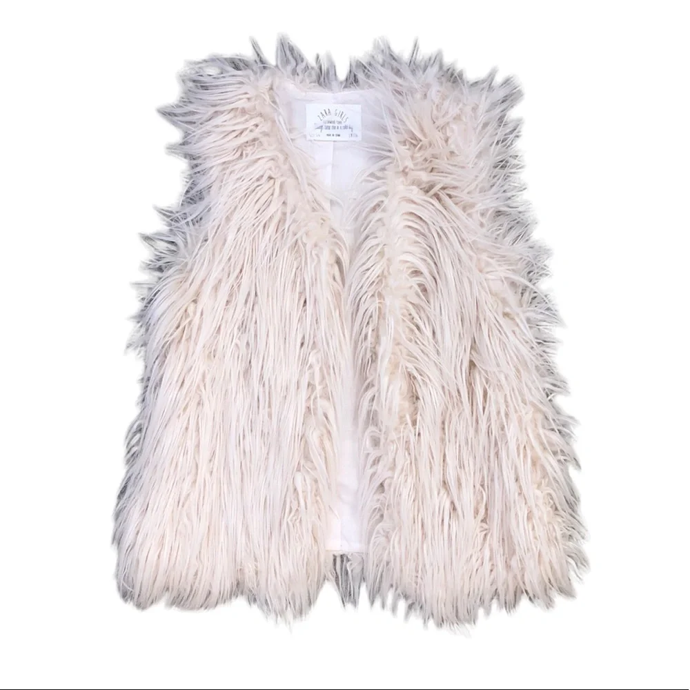 Zara Girls white faux fur vest, size 5/6 - Picture 6 of 6